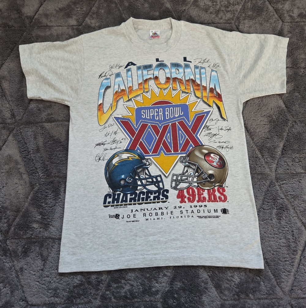 Super Bowl XXIX 90s San Diego Chargers vs. San Francisco 49ers grey tee Size M